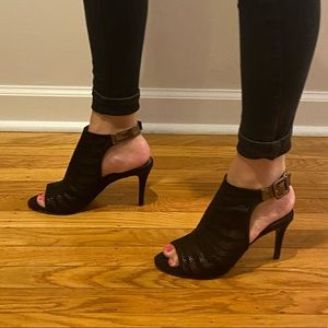 Black suede heels